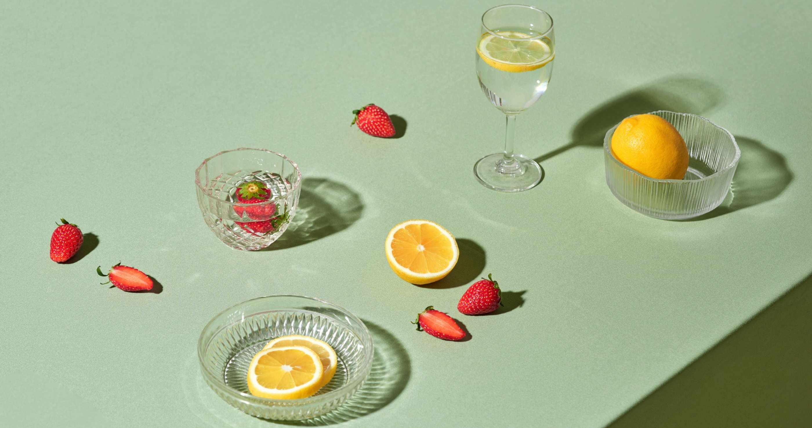 strawberry and lemon table setting