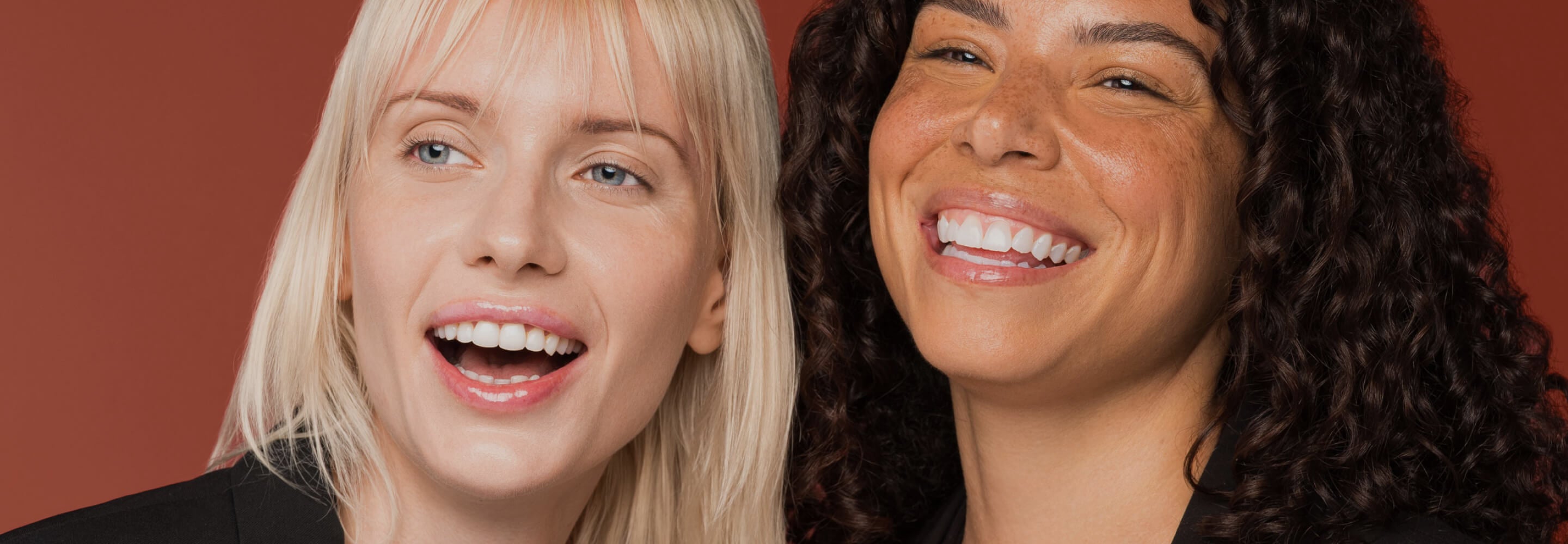Two women smiling